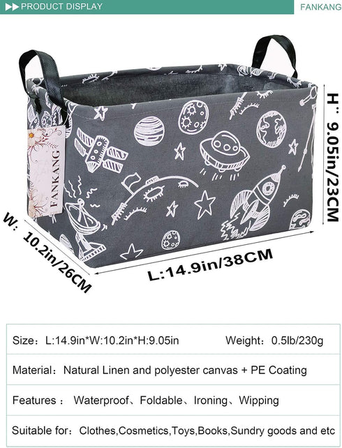 FANKANG Storage Basket, Nursery Hamper Canvas Laundry Basket with Waterproof PE Coating, Foldable for Office, Bedroom,