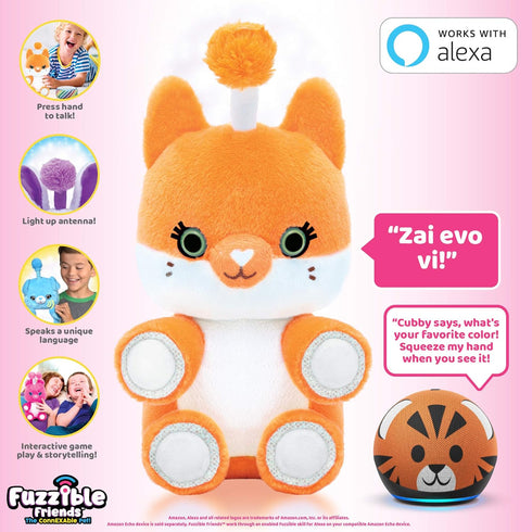 Cubby The Fox Plush Light Up Toy - Works with Compatible Amazon Echo Devices for Interactive Sounds