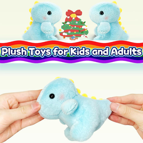 Dinosaur Stuffed Animals for Kids, Mini Plush Toys Key Chain, Cute Fat Dino Stuffed Animal for Gifts (Blue)