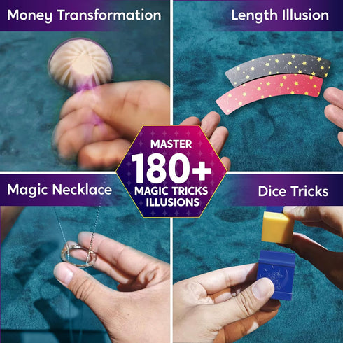 180+ Set- 6+ JOVA Klever Kits Magic My First Magic Trick Kit- Amazing Magician Toy with Step-by-Step Video Lessons