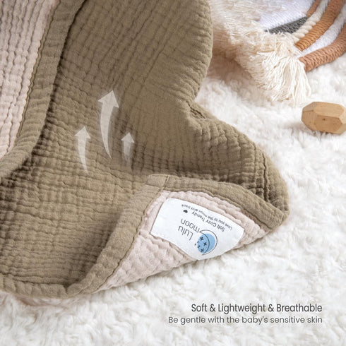 4-Layer 47"x47"(Olive) lulumoon Muslin Baby Blanket Neutral: Soft Cotton Toddler Blanket for Daycare - Reversible