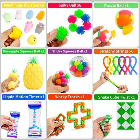 76 Pack Set, Packs Sensory Fidget Toys Stress Relief and Anti-Anxiety Bundle Sensory Toys for Kids Adults, Cool Fidget