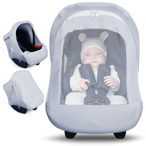 Metplus Car Seat Cover, Breathable Mesh Window Infant Carseat Canopy for Baby