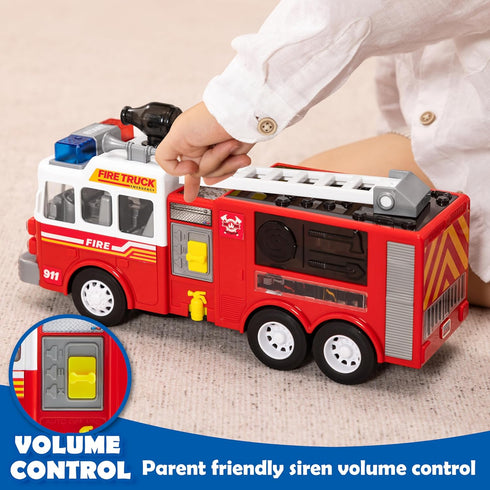 JOYIN LED Fire Truck Toy for Toddlers, Bump and Go Fire Engine with LED Projections, Kids Birthday Gift