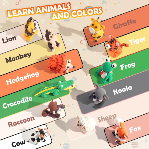 12 Air Dry Clay Kit - Animal Theme, Modeling Clay for Kids, DIY Model Magic Clay with Sculpting Tools and Tutorials