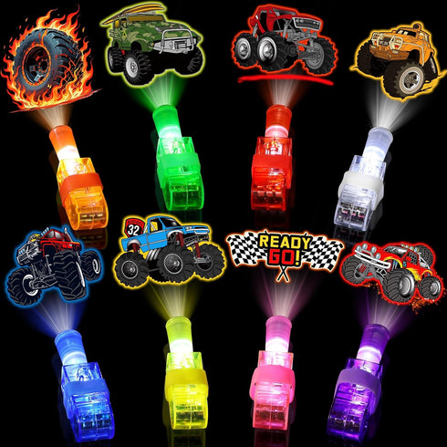 24 Pcs Monster Truck Party Favors LED Finger Lights, Glow in the