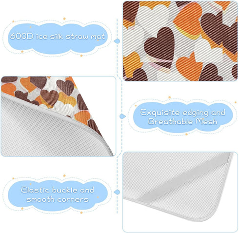 miaozhen 28" 52" Cooling Baby Mattress x Breathable Colorful Gradient Heart Khaki White Crib Padding for Kids, Adult