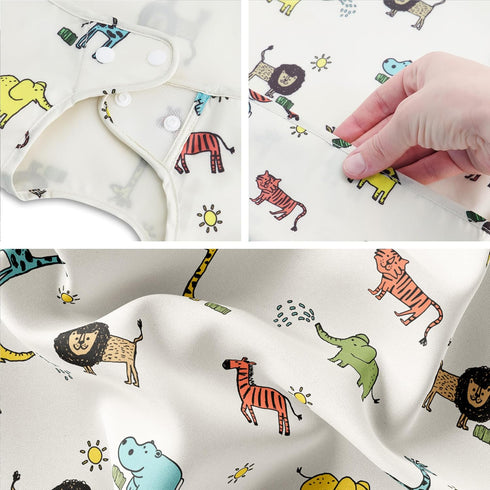 Waterproof Baby Bib for Eating, Mess-Proof Wearable Smock Bib Apron