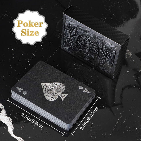 Wkchxd Set (1 Pack) Playing Cards, Plastic Playing Cards, Deck of Cards, Waterproof Poker Cards, Black Standard Playing