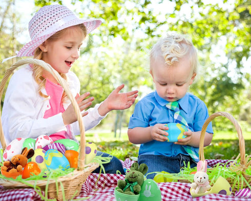 Sumind 48 Pieces Prefilled Easter Eggs with Plush Animals, 3 Inch Plastic Eggs for Easter Party Hunt Game