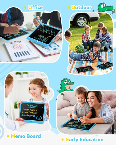 KOKODI 15 Inch LCD Writing Tablet with Anti-Lost Stylus, Erasable Doodle Board for Kids, Colorful Toddler Drawing Pad,