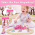 Set Set 2-4, 3 Lehoo Castle Wooden Train for Girls, Unicorn Train for Toddlers Wooden Train Track with Storage Bag