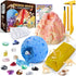 UNGLINGA Gemstone Excavation Kit, Excavate 15 Gems and 4 Plastic Dinosaur Fossil Skeletons, Science Experiments for Kids