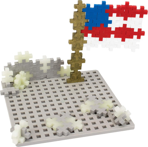 PLUS PLUS - Baseplate Builder - Moon, Apollo 11 Space Playset - Base Accessory for Building and displaying - Construction Building STEM | STEAM Toy, Interlocking Mini Puzzle Blocks for Kids