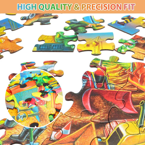 Jigsaw Puzzles for Kids Ages 3-8 - 60 Piece Construction Site - Large Piece Educational Toys