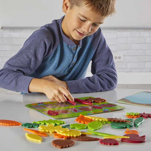 hand2mind Sensory Leaves Math Activity Set - Pattern Play, Shape Puzzle, and Sorting Toy for Toddlers, Kindergarten