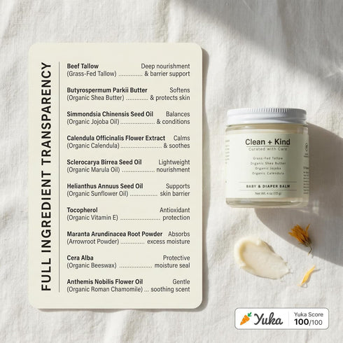 4 oz Organic Diaper Balm Baby Diaper Rash Cream Soothes & Protects Sensitive Skin with Grass-Fed Tallow, Shea Butter