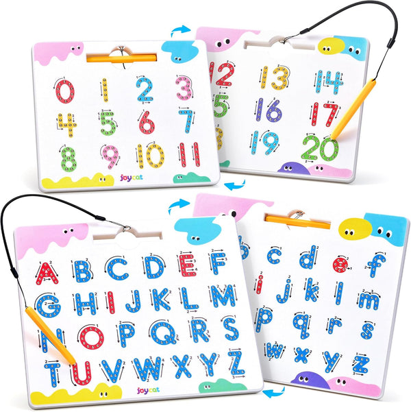 JoyCat Magnetic Letter and Number Tracing Board Set, Double Sided Alphabet &