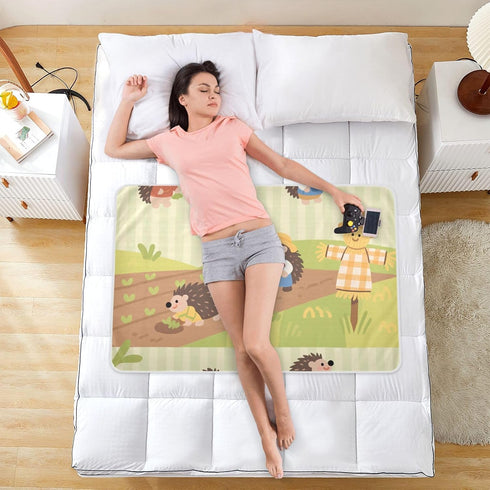 siphylline 52" 34" Cartoon Farmer Hedgehogs Green Extra Large Resuable Diaper Mats Waterproof Washable Potty Training