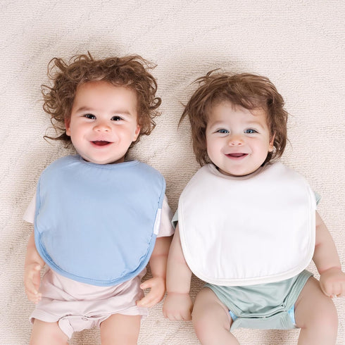 10-Pack Soft Absorbent Baby Bibs - Adjustable Snaps for Infants and Toddlers in Solid Colors