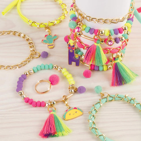 Make It Real Neo-Brite Chains & Charms Kit, Create 10 Unique Charm Bracelets, 195 Pieces for Tweens & Girls