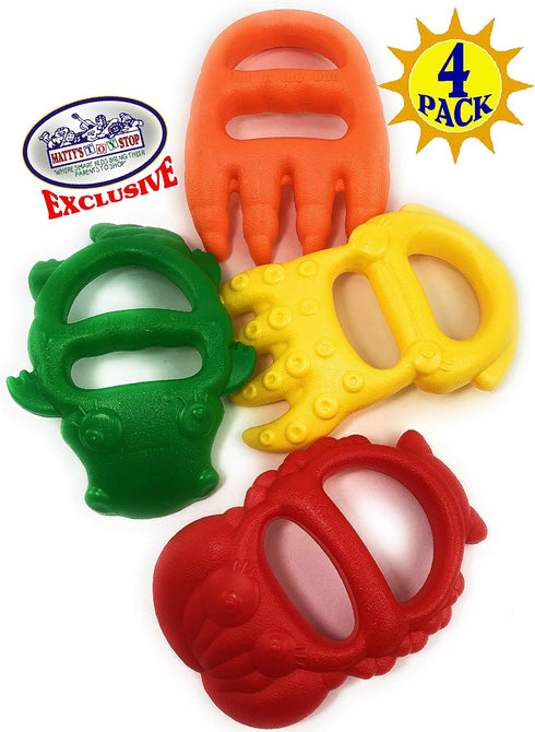 7" Set 4 Pack Matty's Toy Stop Plastic Sand Digger Scoop Claws for Sand & Beach (Red, Yellow, Orange & Green) Complete
