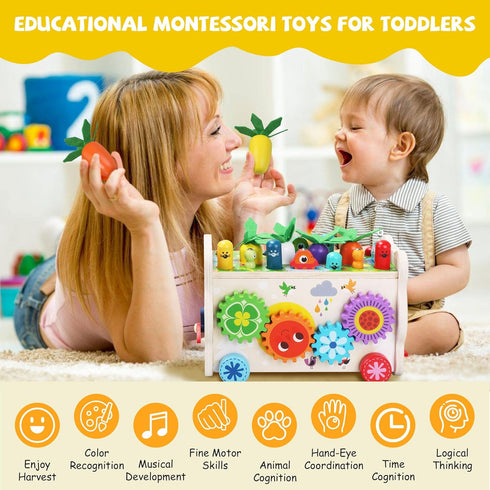 9 1 1 Hammering 1-3, harvest,1 in Montessori Toys for Year Old, Wooden Pounding Toy Game with Xylophone for Toddlers