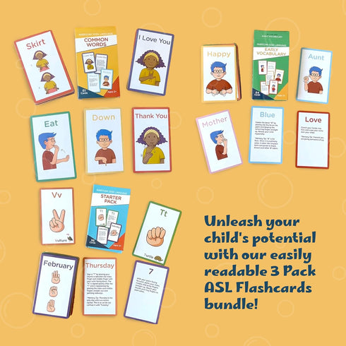 180 Hubble Bubble Kids American Sign Language Cards for Toddlers and Beginners - ASL Flash Cards for Babies, Toddlers