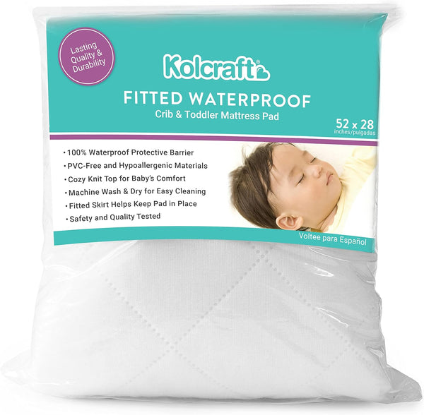 Kolcraft Fitted Waterproof Baby Infant Crib Mattress Protector Pad and Toddler Bed