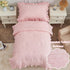 4 Set Set Set Piece Boho Tufted Toddler Bedding for Girls Pink Ruffle Crib Bed Sheets Soft Jacquard Embroidery Toddler