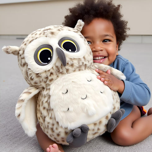 15.7 Inch Ryttir Chubby Snowy Owl Stuffed Animal, Adventure Stuffed Owl Plush Toy, Brave Boy's and Girl's Room Decor