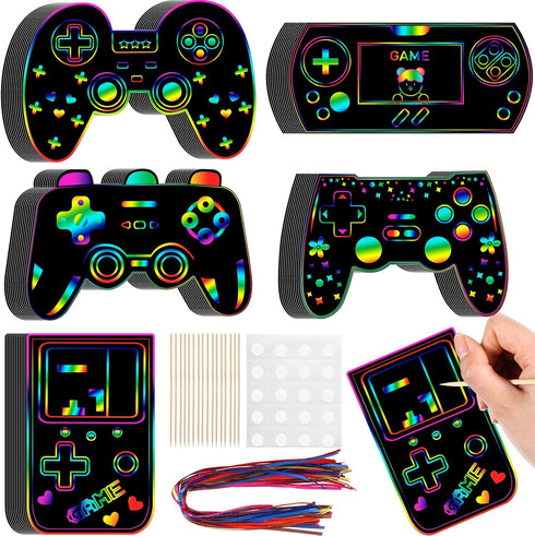 60 Pieces Video Game Scratch Cards, Funny Gamer Party Favors, Scratch Crafts for Birthday Goodie Bag and DIY Activities