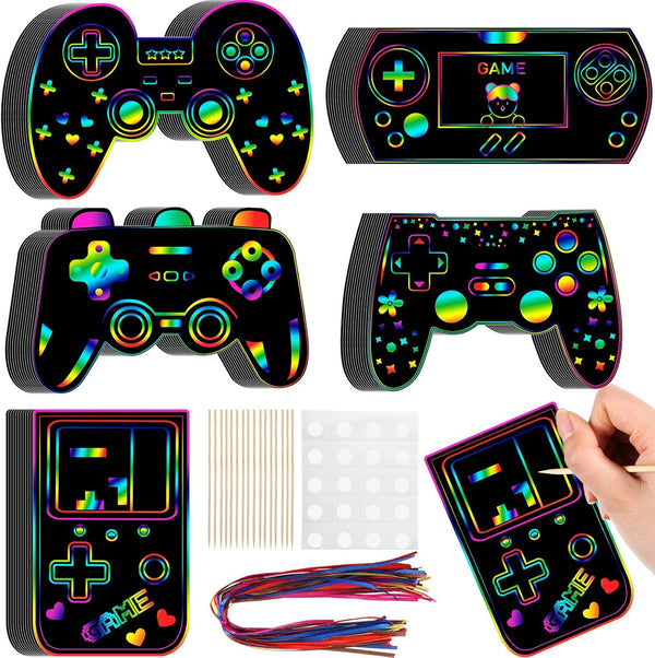 60 Pieces Video Game Scratch Cards, Funny Gamer Party Favors, Scratch Crafts for Birthday Goodie Bag and DIY Activities
