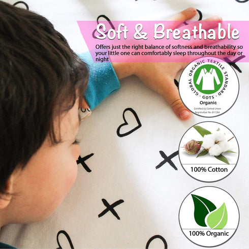 Milky Chic GOTS Fitted Baby Crib Sheet, Breathable 100% Organic Cotton Mattress Sheet, Fits Standard Size, White