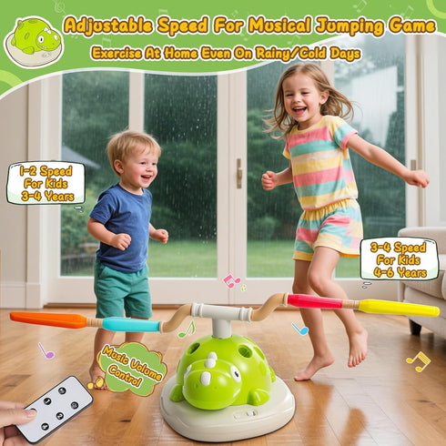 SCMAO 3 1 3-6 4-8 in Musical Jump, Toss Ring Game and Stomping Launch Rocket with Storage Bag, Remote Control Outdoor