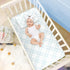 SyXIOP 28" 52" Blue and White Checkered Pattern Cooling Baby Fitted Crib Mattress x Absorbent Crib Bumper Pads