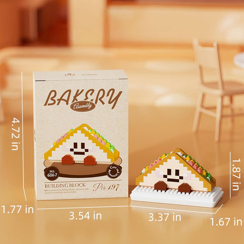Sets (Sandwich,197 QMEAKMONY Mini Building Blocks Bread Cute Micro Mini Bread Building Bricks for Adults Micro Nano