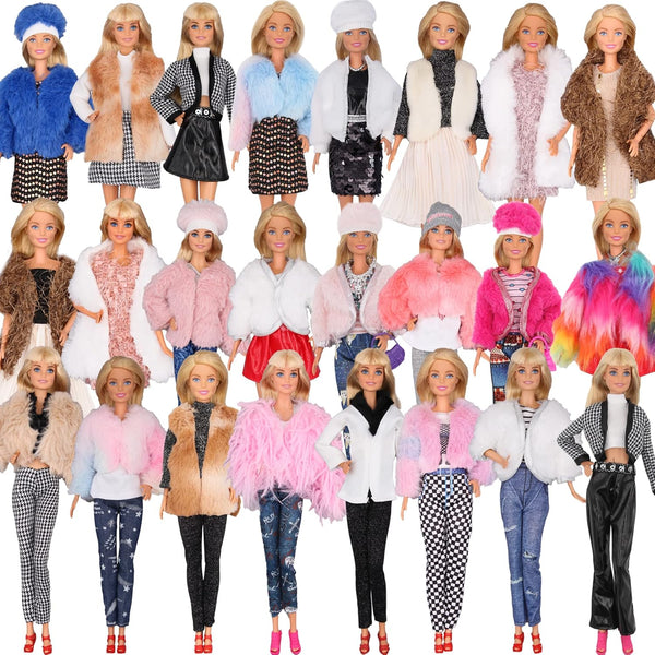 EuTengHao Doll Winter Coat Set for 11.5'' Girl Dolls, Includes Fashion Coat, Jacket, Jeans, and Skirt