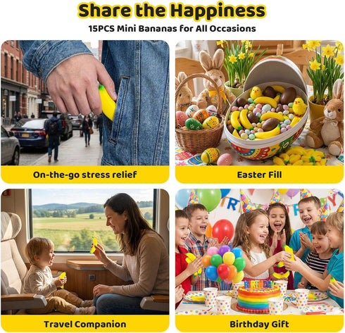 30PCS LovesTown Banana Stress Toys, Squeeze Toys Mini Stretchy Fidget Balls Banana Stress Balls for Relief Kids Adults
