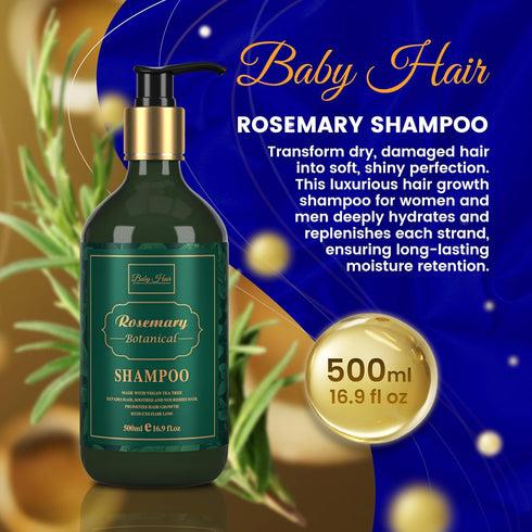16.9 oz. BABY HAIR - Rosemary Shampoo, Sulfate-Free Rosemary Shampoo for Women and Men, Rosemary and Tea Tree Shampoo