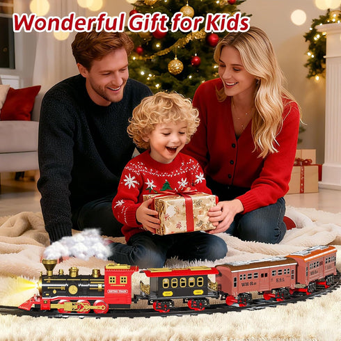 Novaluki Set 3 4 5 6 7 8 Electric Train for Kids, Christmas Train Toys with Smoke, Light and Sound, DIY Building Train
