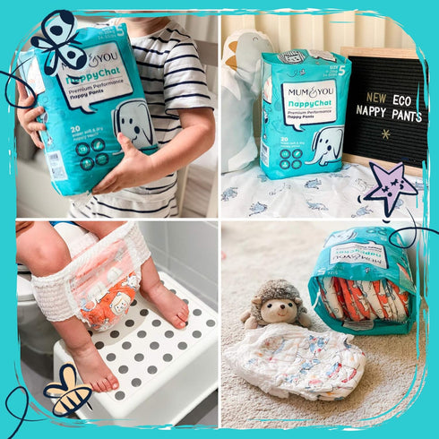 5 (20 100% Mum & You Nappychat Premium Performance Eco Diaper Pants, Size diapers) Smart Tube Technology Leak