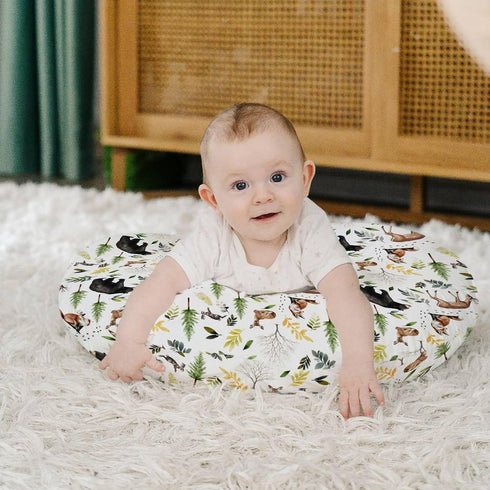 HawSkgFub Forest Animals Creatures Nursing Pillow Cover for Baby Boys, Pine Tree Bear Fox Deer Leaf Breastfeeding