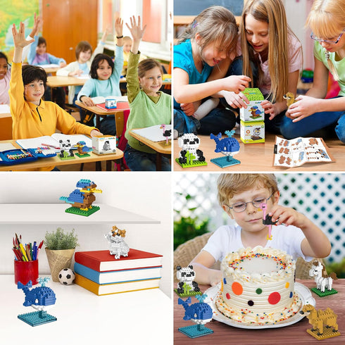 FUN LITTLE TOYS Mini Animals Building Blocks Sets - 12 Boxes for Goodie Bags, Birthday Gifts, Party Favors for Kids