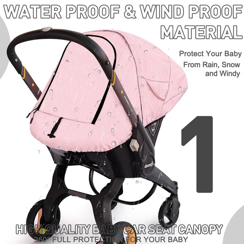 Coz(Pink) Waterproof Baby Car Seat Cover Compatible with Doona Car Seat and Stroller,Patented Windproof Car Seat Canopy