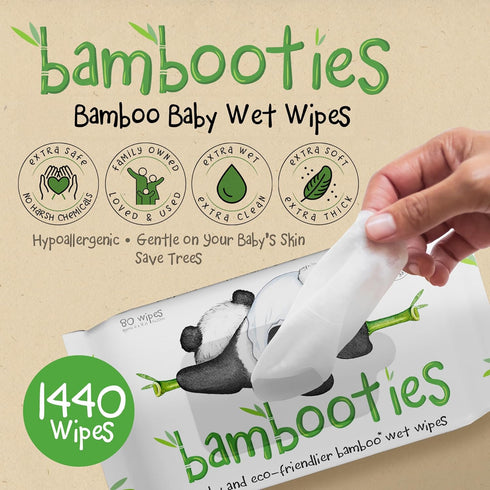 80 count pack Bamboo Baby Wipes Unscented, Plant based Diaper Wipes for Sensitive Skin, Water based Wipes Baby