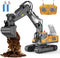 Remote Control Excavator Toys, RC Construction Toys with Metal Shovel, Lights, Sounds