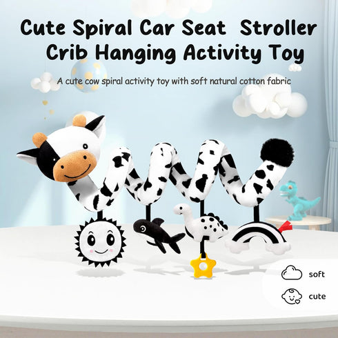 0-6 Spiral Car Seat Baby Toys Months, Infant Carseat High Contrast Sensory Toys Hanging Stroller Accessories, Newborn