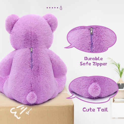 36 Inch Big Teddy Bear Cute Giant Stuffed Animal Plush Bear for Kids and Girlfriend in Purple