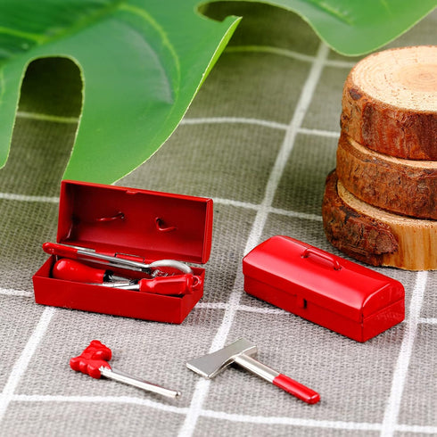 Gejoy 17PCS 1:12 Set Miniature Doll House Tools Metal Home Repair Tools Multifunctional Tiny Tool for Party Dollhouse